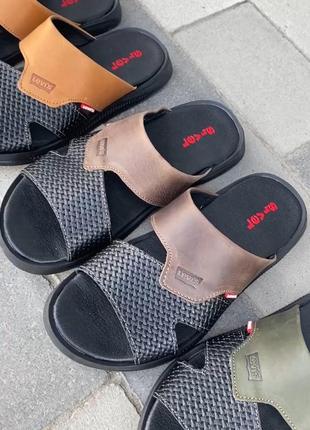 Шльопанці сланці levis чоловічі з натуральної шкіри шкіряні4 фото