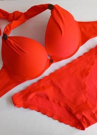80с-д/85в h&m новый безупречный яркий раздельный купальник с большим пуш-ап на чашку д