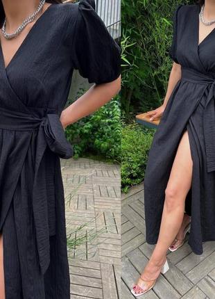 Сукня халат міді на запах рукава ліхтарики плаття зелена червона синя чорна максі...