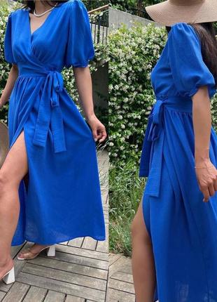 Сукня халат міді на запах рукава ліхтарики плаття зелена червона синя чорна максі...