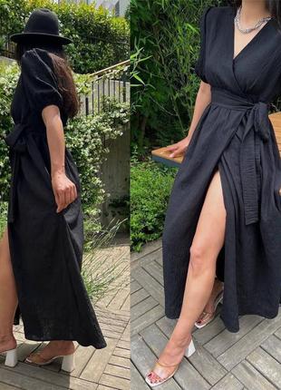 Сукня халат міді на запах рукава ліхтарики плаття зелена червона синя чорна максі...