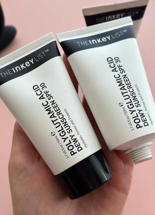 Зволожуючий сонцезахисний крем inkey list polyglutamic acid dewy sunscreen spf30 (50 ml)2 фото