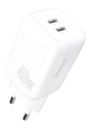 Сетевое зарядное устройство  мзп proove shot gan 40w (2type) white wcsp4020002