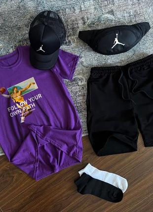 Комплект 4в1 🔥 костюм літній jordan. шорти, футболка, кепка, бананка