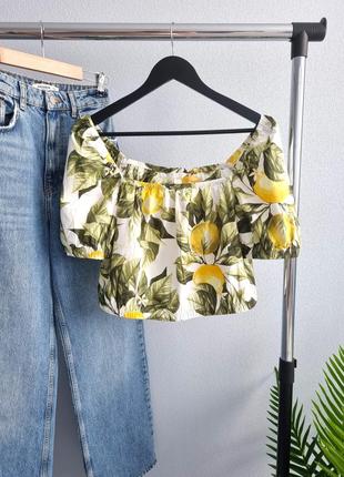 Коротка блуза топ в лимони