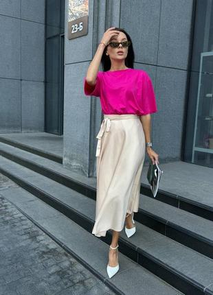 Сатинова спідниця на запах, сатиновая юбка на запах