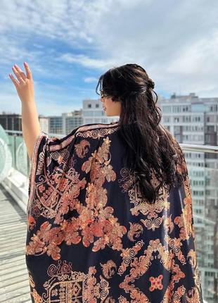 Пляжная туника накидка парео пончо oversize принт