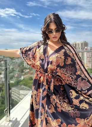 Пляжная туника накидка парео пончо oversize принт