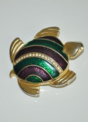Вінтажна брошка черепаха емаль