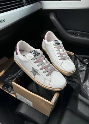 Женские кроссовки в стиле golden goose / демисезонные / весенние, летние, осенние / кожа / белые, серые