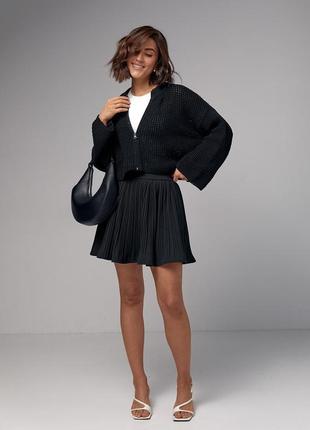 Короткая юбка плиссе - черный цвет, s (есть размеры)3 фото