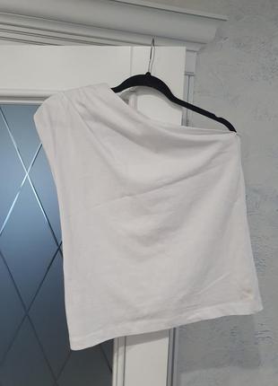 Бавовняна футболка на одне плече zara