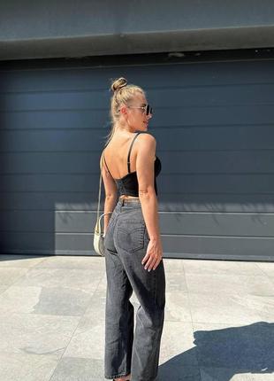 Жіночий топ корсет з чашками на бретельках чорний