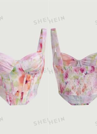 Топ бюстьє в корсетному стилі з квітковим принтом shein