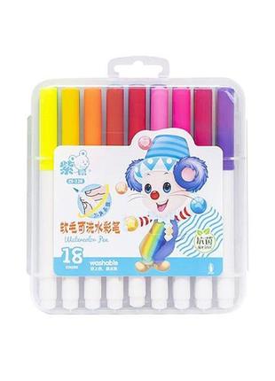 Фломастер - кисточка water color pen 18 цветов 228-18 в пластиковом боксе nia-mart