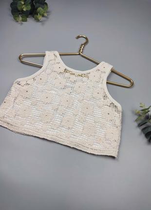 Вязаный топ zara, топ кроше с кружевом, топик zara, летний топ зара