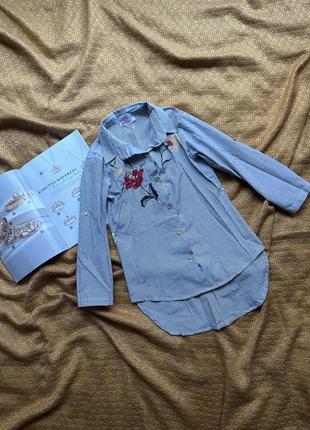 Стильная рубашка для девочки в полоску