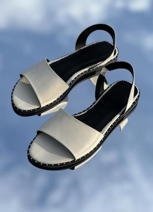 Жіночі шкіряні босоніжки молочні бежеві натуральна шкіра замша 36-44р всі кольори