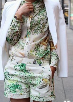 Блуза рубашка премиум класса ted baker с интересным принтом с круглым воротником