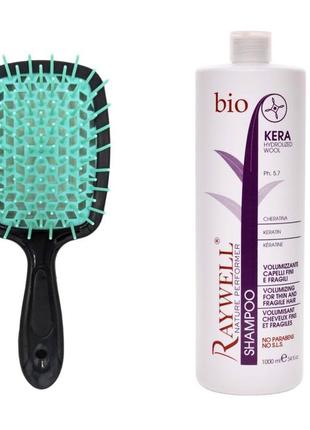 Жіночий шампунь для об'єму тонкого волосся  raywell bio kera shampoo 1 літр ( 1000 мл ) оригінал
