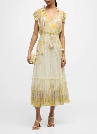 Платье zimmermann длинное желтое с цветами