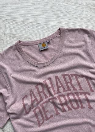 Крута футболка carhartt wip university detroit logo t-shirt pink2 фото