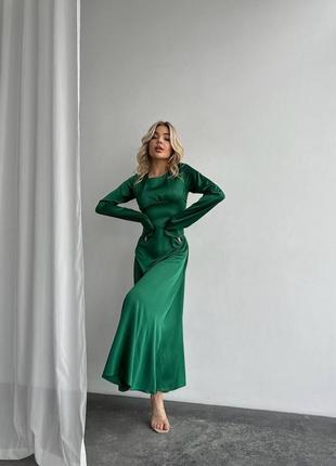 Шовкова довга сукня з рукавами1 фото