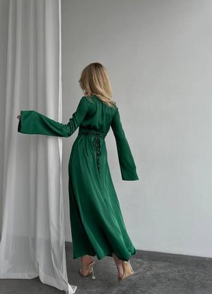 Шовкова довга сукня з рукавами2 фото