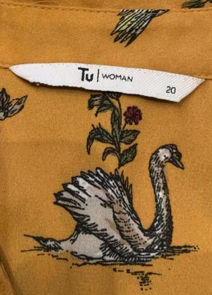 Стильная брендовая удлиненная блузка/ туника в принте,птички и животки, большого размера6 фото