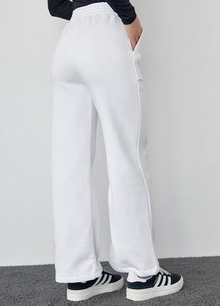 Трикотажные штаны на флисе с накладными карманами - молочный цвет, l (есть размеры)2 фото