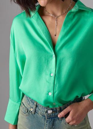 Женская рубашка с укороченным рукавом - салатовый цвет, l (есть размеры)4 фото