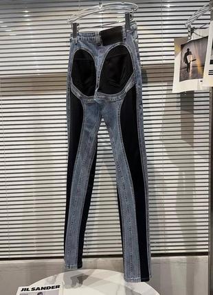 Джинсы с комбинацией тканей