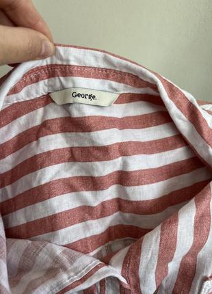 Сорочка в смужку жіноча з льону батал  демісезонне george 2xl-4xl2 фото