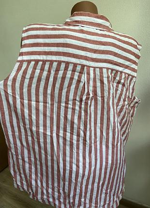 Сорочка в смужку жіноча з льону батал  демісезонне george 2xl-4xl3 фото