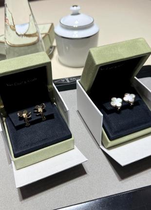 Преміальні сережки клевер конюшина з англійською застібкою van cleef