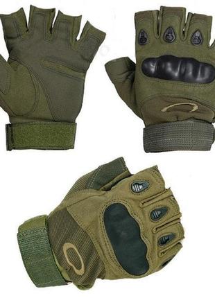Армійські тактичні рукавички із захистом відкритого типу, l green3 фото