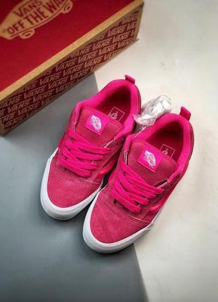 Кросівки vans knu skool pink white platform1 фото