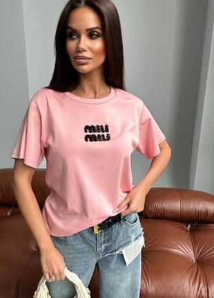 Рожева футболка miu miu