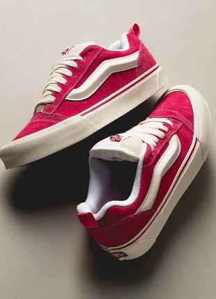 Кросівки vans knu skool pink white platform2 фото