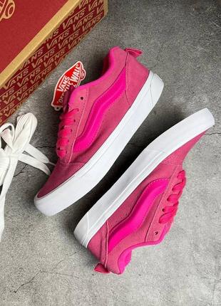 Кросівки vans knu skool pink white platform7 фото