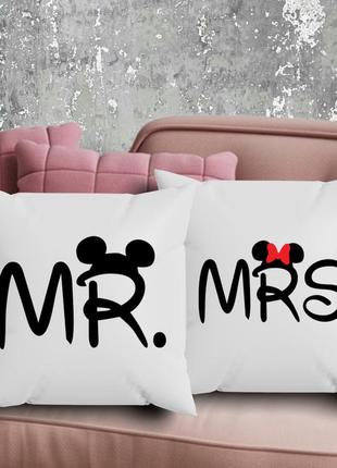 Парні подушки з принтом - mr/mrs!