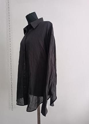 Рубашка оверсайз мятая чёрного цвета h&m, s/165/88 cm7 фото