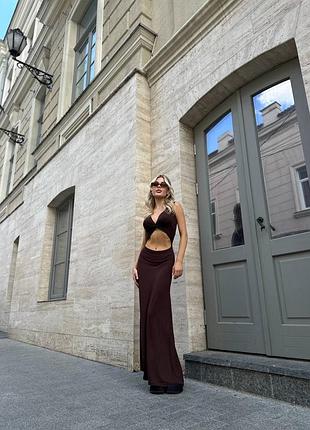 Жіноча приваблива сукня шоколадного кольору