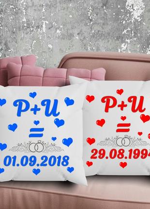 Парные подушки с принтом - p + u!