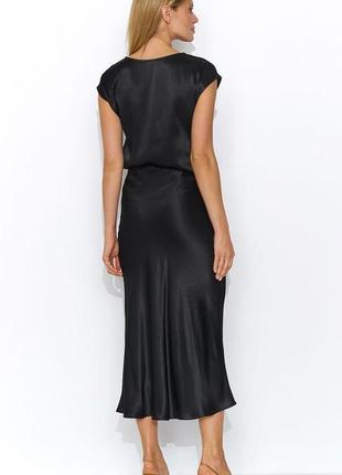 Женская шелковая юбка миди черного цвета. модель sierra  zaps. коллекция весна-лето 20243 фото