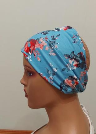 Повязка на голову с узлом в богемнском стиле с цветочным принтом 54-58