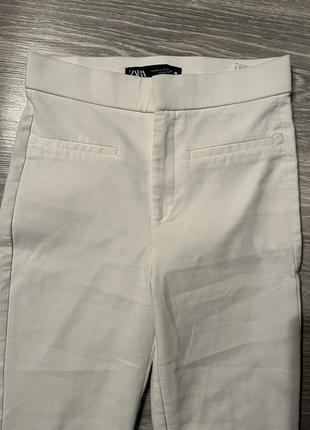 Білі кльош стрейтч брюки штани zara mini white flare pants6 фото