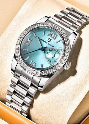 Кварцевий годинник pagani design pd-1776 silver-blue, жіночий, з підсвічуванням, кварцовий механізм, d c4 фото
