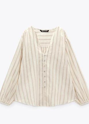 Рубашка zara l лён