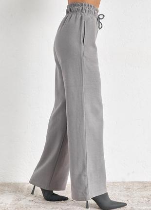 Теплые брюки-кюлоты с высокой талией - серый цвет, m (есть размеры)5 фото